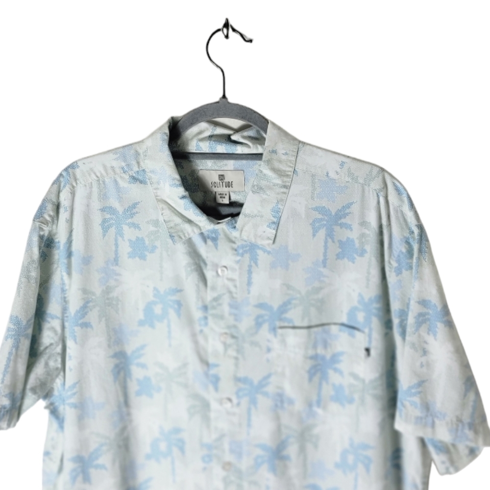 Solitude Short Sleeve Button Down Palm Tree Print… - image 3